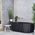 Agora Groove 59 inch Acrylic Freestanding Back to Wall Bathtub, Matte Black
