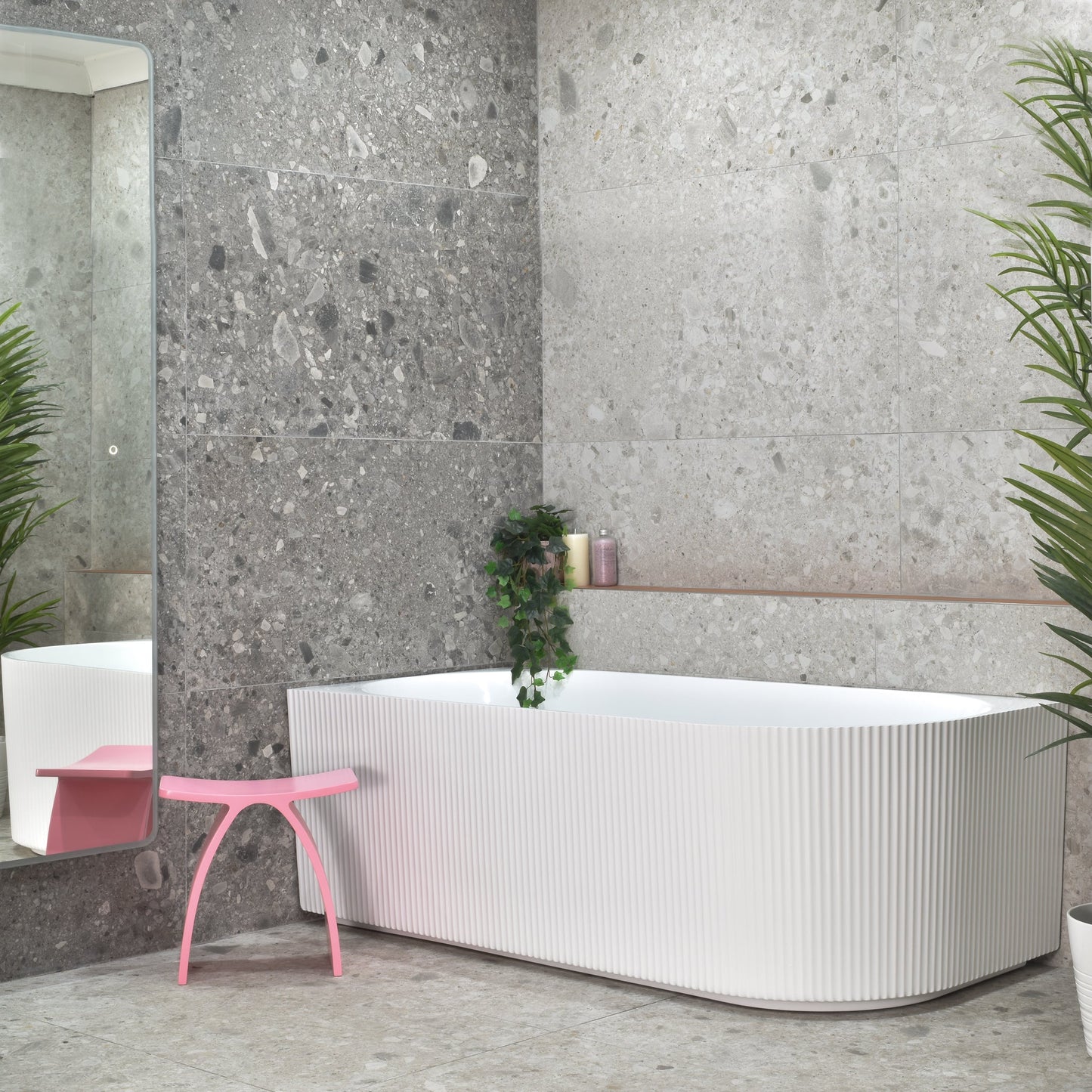 Brighton Groove 67 inch Acrylic Freestanding Left Corner Bathtub, Gloss White