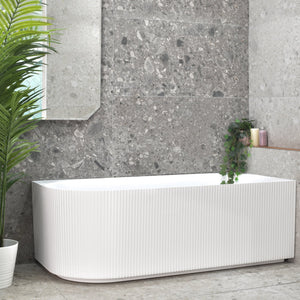 Brighton Groove 59 inch Acrylic Freestanding Right Corner Bathtub, Matte White