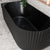 Agora Groove 59 inch Acrylic Freestanding Left Corner Bathtub, Matte Black