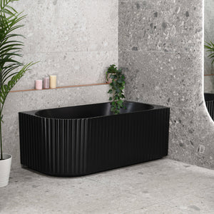 Agora Groove 59 inch Acrylic Freestanding Right Corner Bathtub, Matte Black