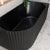 Agora Groove 59 inch Acrylic Freestanding Right Corner Bathtub, Matte Black