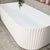 Agora Groove 67 inch Acrylic Freestanding Left Corner Bathtub, Gloss White