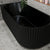 Agora Groove 67 inch Acrylic Freestanding Left Corner Bathtub, Matte Black