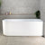 Agora Groove 67 inch Acrylic Freestanding Right Corner Bathtub, Matte White