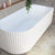 Agora Groove 67 inch Acrylic Freestanding Right Corner Bathtub, Matte White
