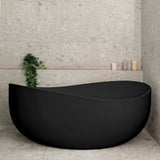 Wave Oval 63 inch Acrylic Freestanding Wide Bathtub, Matte Black