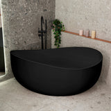 Wave Oval 63 inch Acrylic Freestanding Wide Bathtub, Matte Black