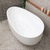 Wave Oval 63 inch Acrylic Freestanding Wide Bathtub, Matte White