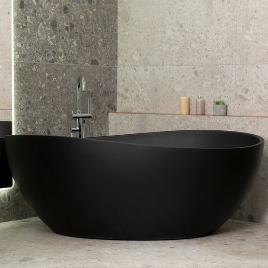 Nami Oval 71 inch Wide Acrylic Freestanding Bath, Matte Black