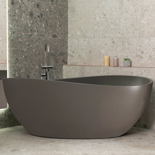 Nami Oval 71 inch Wide Acrylic Freestanding Bath, Matte Charcoal Grey