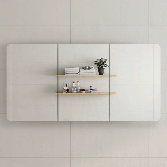 Retti Rectangular 1500mm x 750mm Mirrored Shaving Cabinet, Matte Black