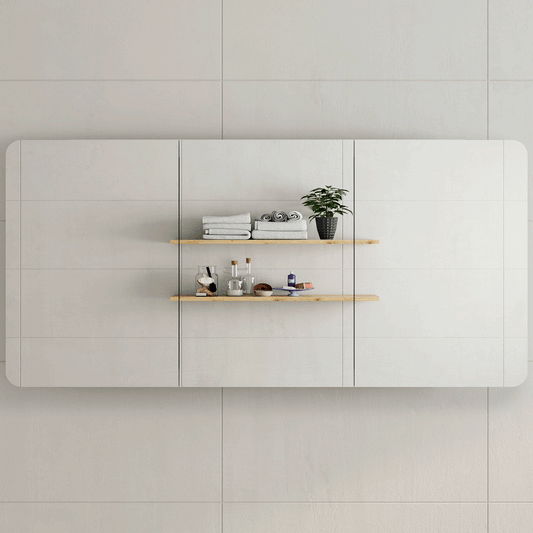 Retti Rectangular 1800mm x 750mm Mirrored Shaving Cabinet, Matte Black