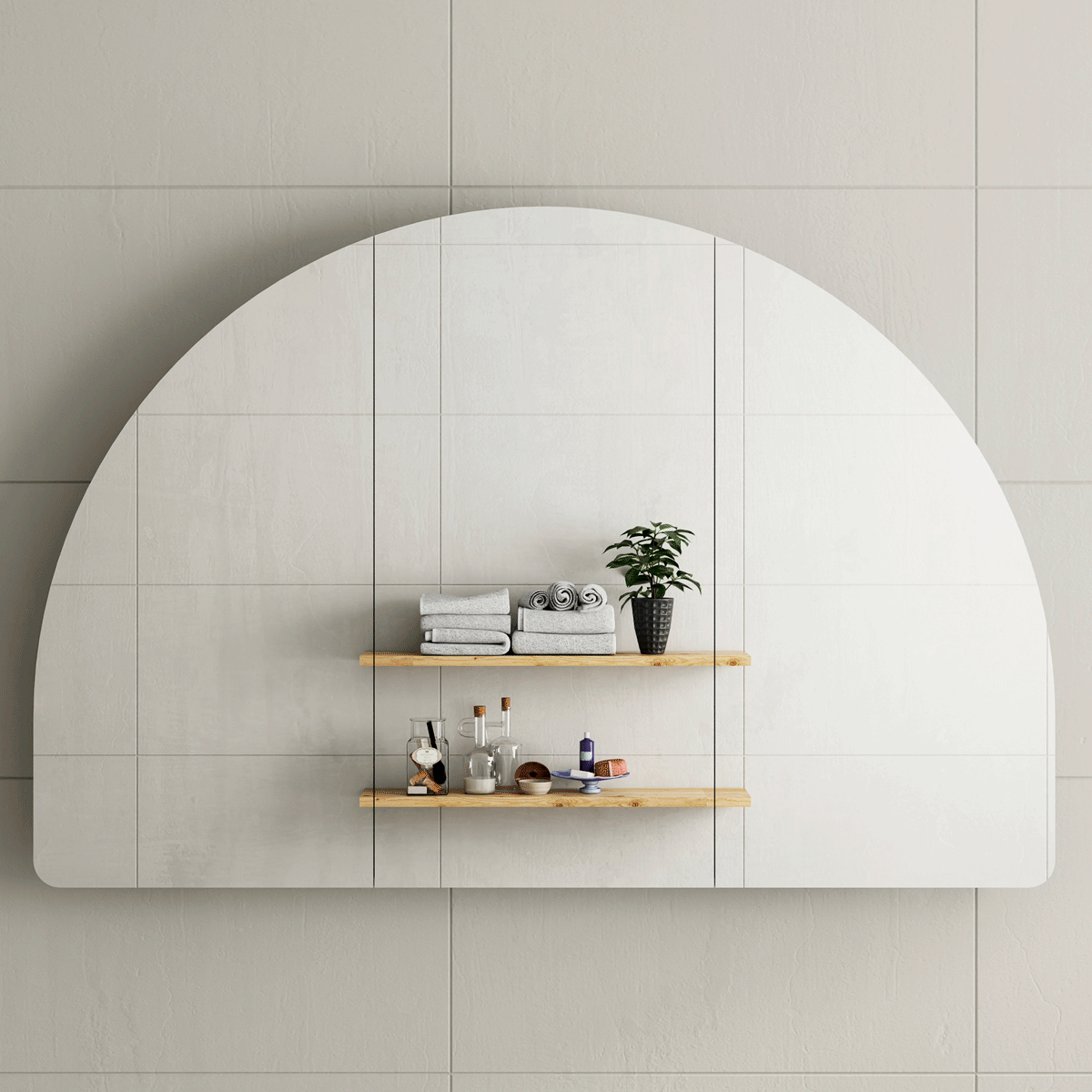 Arco Arch 1500mm x 1000mm Mirrored Shaving Cabinet, Matte Black
