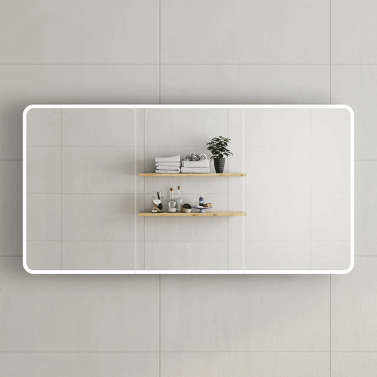 Retti Rectangular 1500mm x 750mm Frontlit LED Mirrored Shaving Cabinet, Matte White