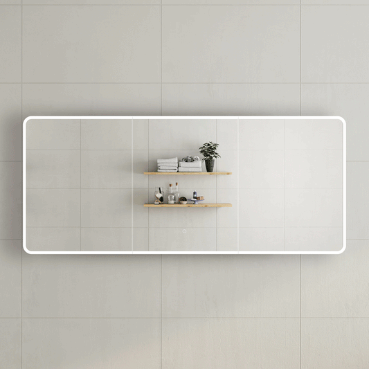 Retti Rectangular 1800mm x 750mm Frontlit LED Mirrored Shaving Cabinet, Matte White