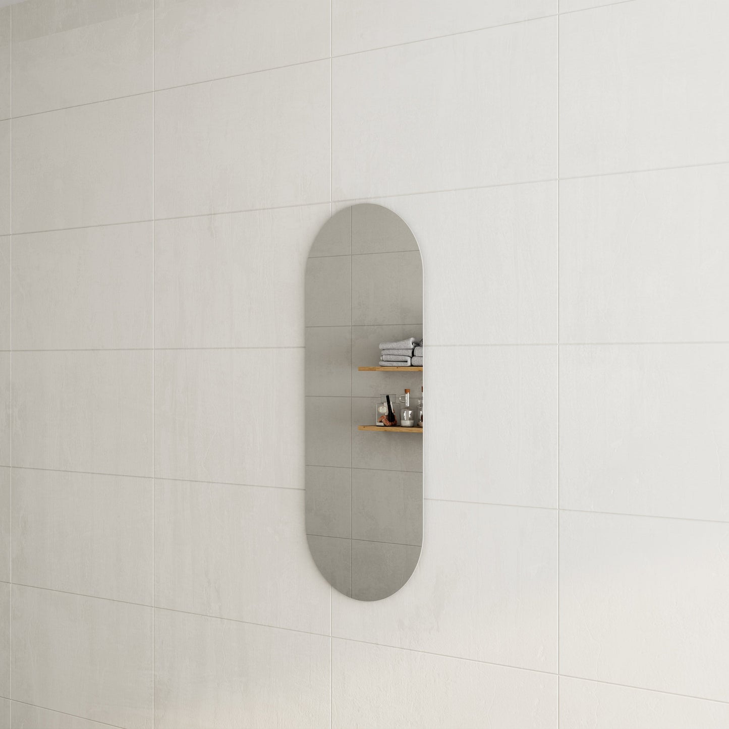 Pill Oval 450mm x 1200mm Frameless Mirror with Polished Edge