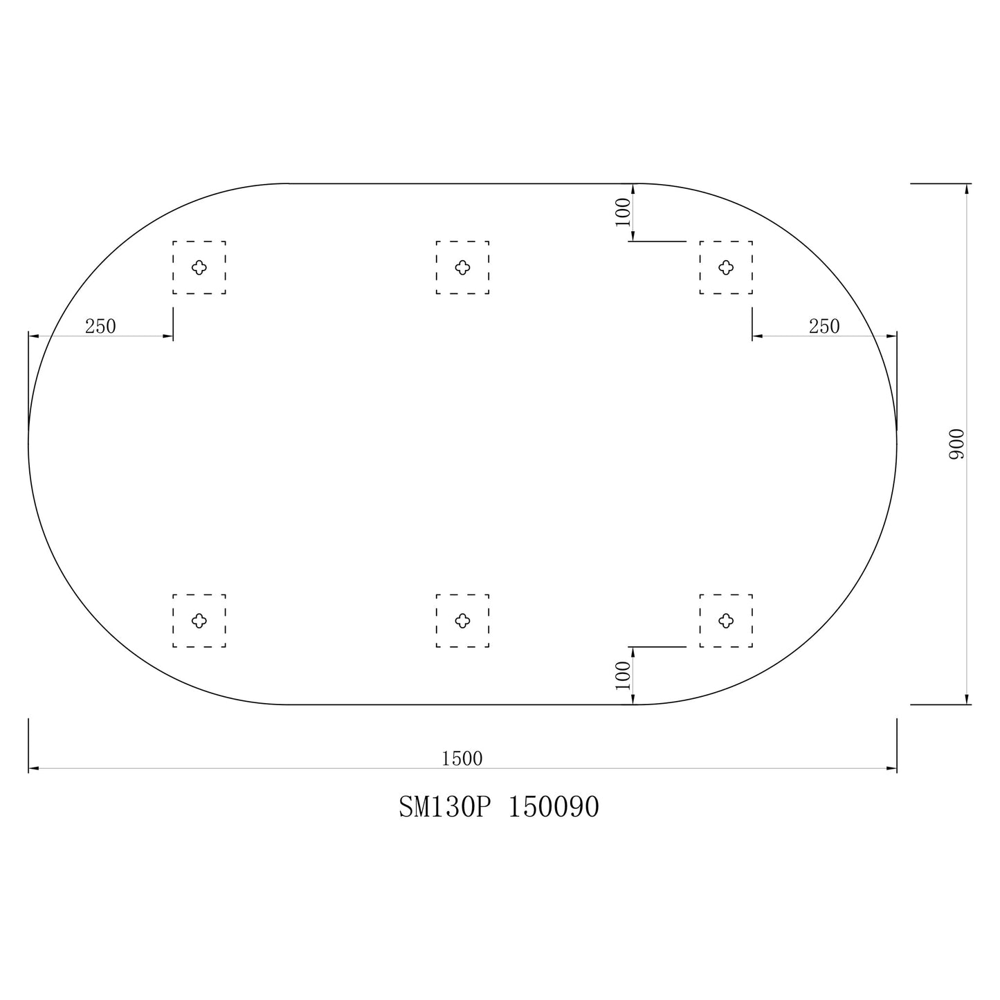 Pill Oval 450mm x 1200mm Frameless Mirror with Polished Edge