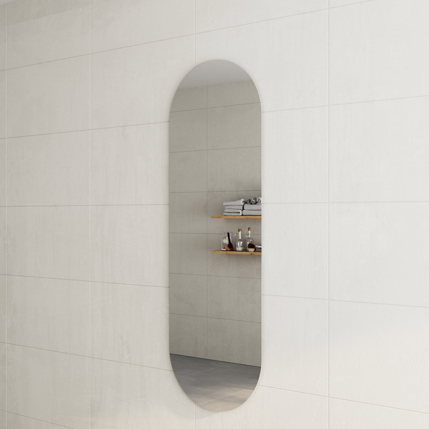 Pill Oval 1800mm x 600mm Frameless Mirror with Polished Edge