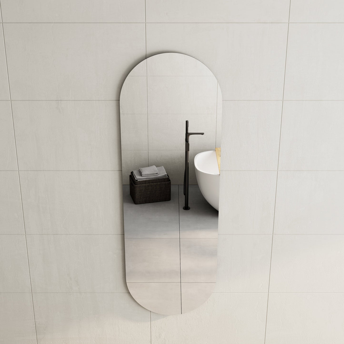 Pill Oval 1800mm x 600mm Frameless Mirror with Polished Edge