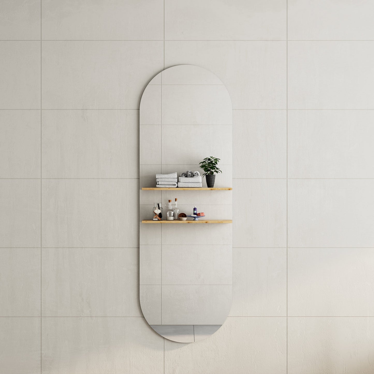 Pill Oval 1800mm x 600mm Frameless Mirror with Polished Edge