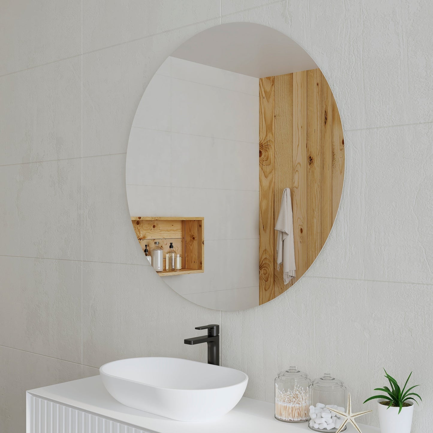 Circa Round 800mm Frameless Mirror with Polished Edge