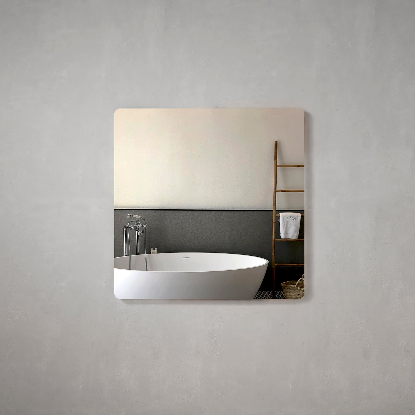 Retti Rectangular 900mm x 900mm Frameless Mirror with Polished Edge and Round Corners