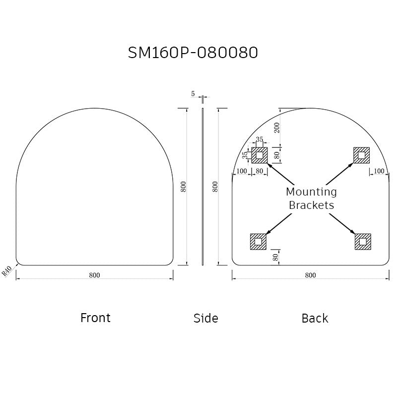 Arco Arch 800mm x 800mm Frameless Mirror with Polished Edge