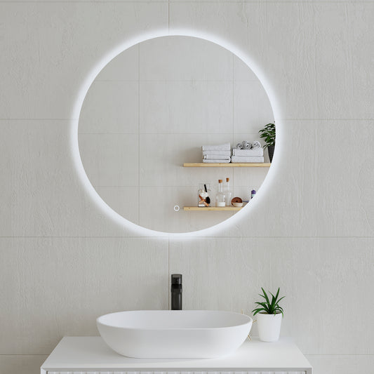 Circa Round 750mm Backlit LED Mirror with Polished Edge and Demister