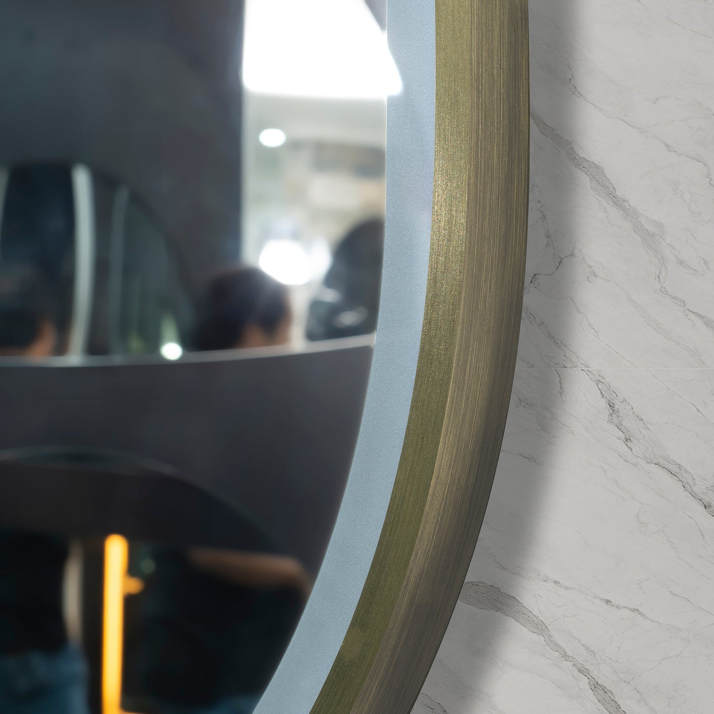 Pill Oval 1200mm x 900mm Frontlit LED Mirror with Brushed Brass (Gold) Frame and Demister