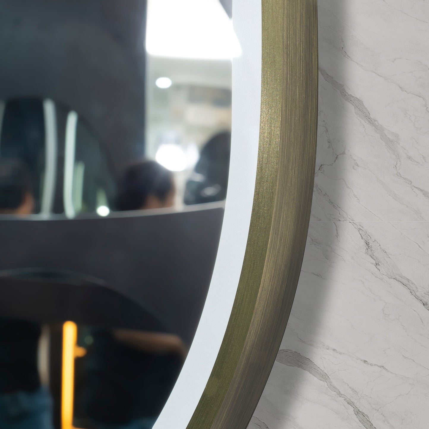 Pill Oval 1200mm x 900mm Frontlit LED Mirror with Brushed Brass (Gold) Frame and Demister