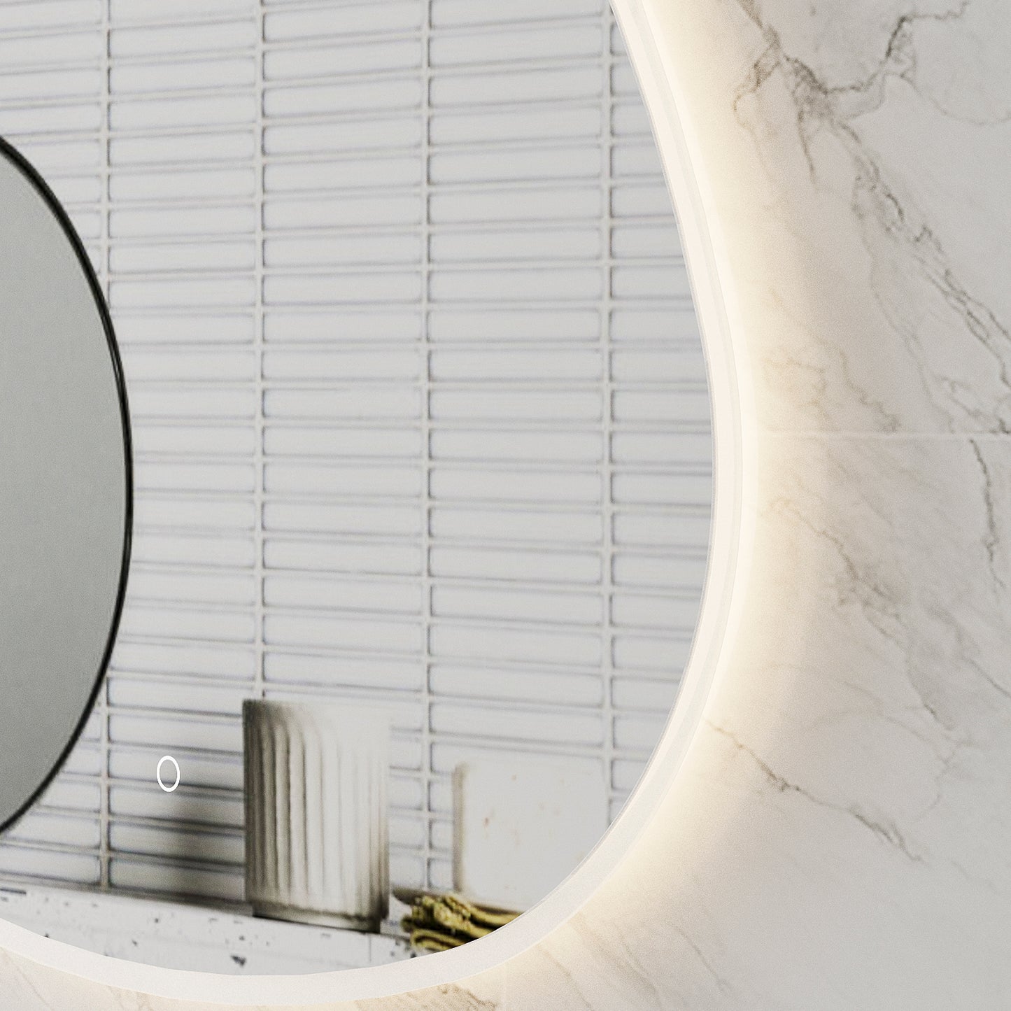 Delphi Egg 800mm LED Mirror with Frosted Glass Border and Demister