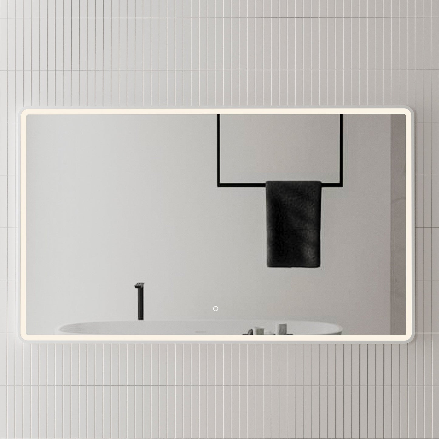 Retti Rectangular 1500mm x 900mm Frontlit LED Mirror with Matte White Frame and Demister