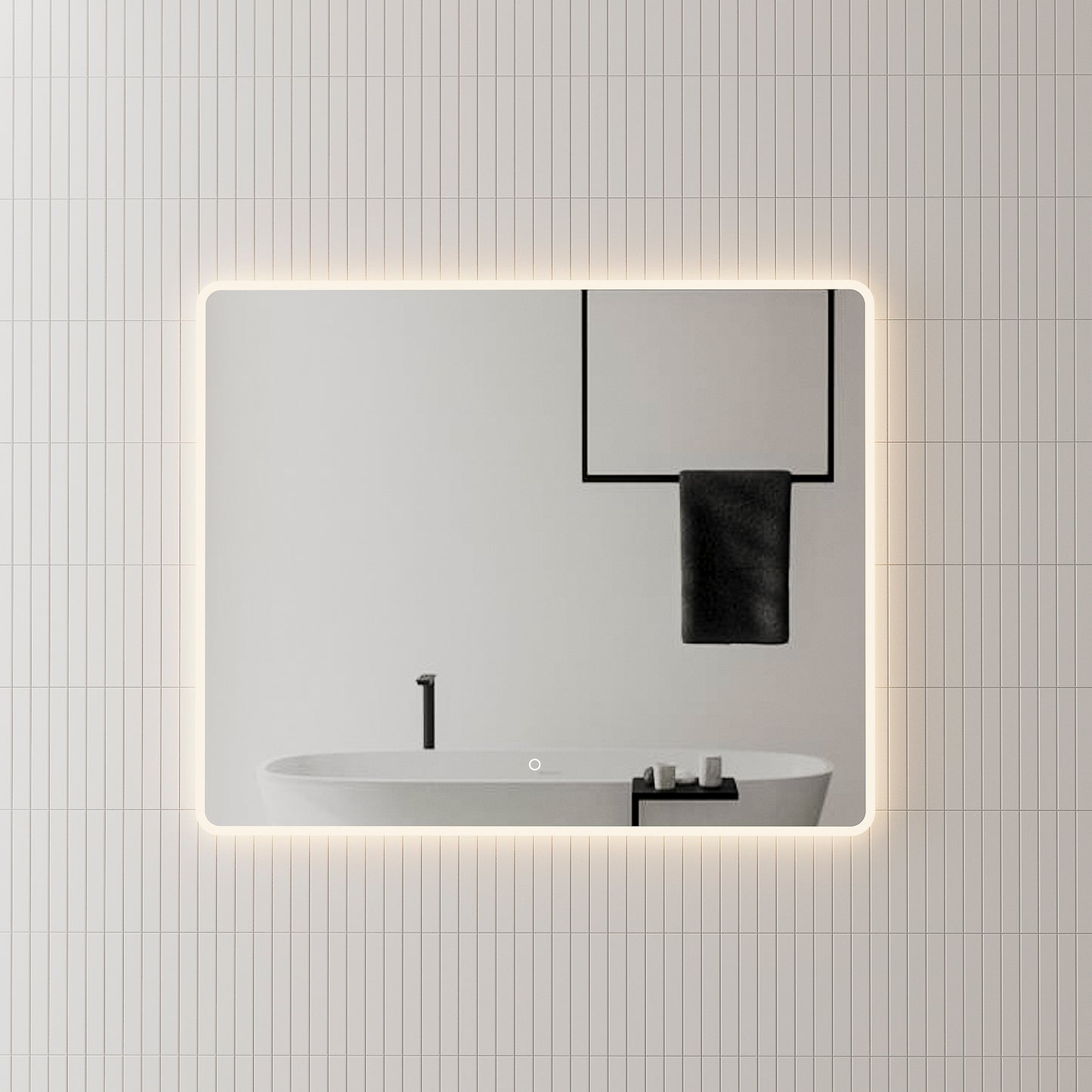 Retti Rectangular 1100mm x 900mm LED Mirror with Frosted Border and Demister