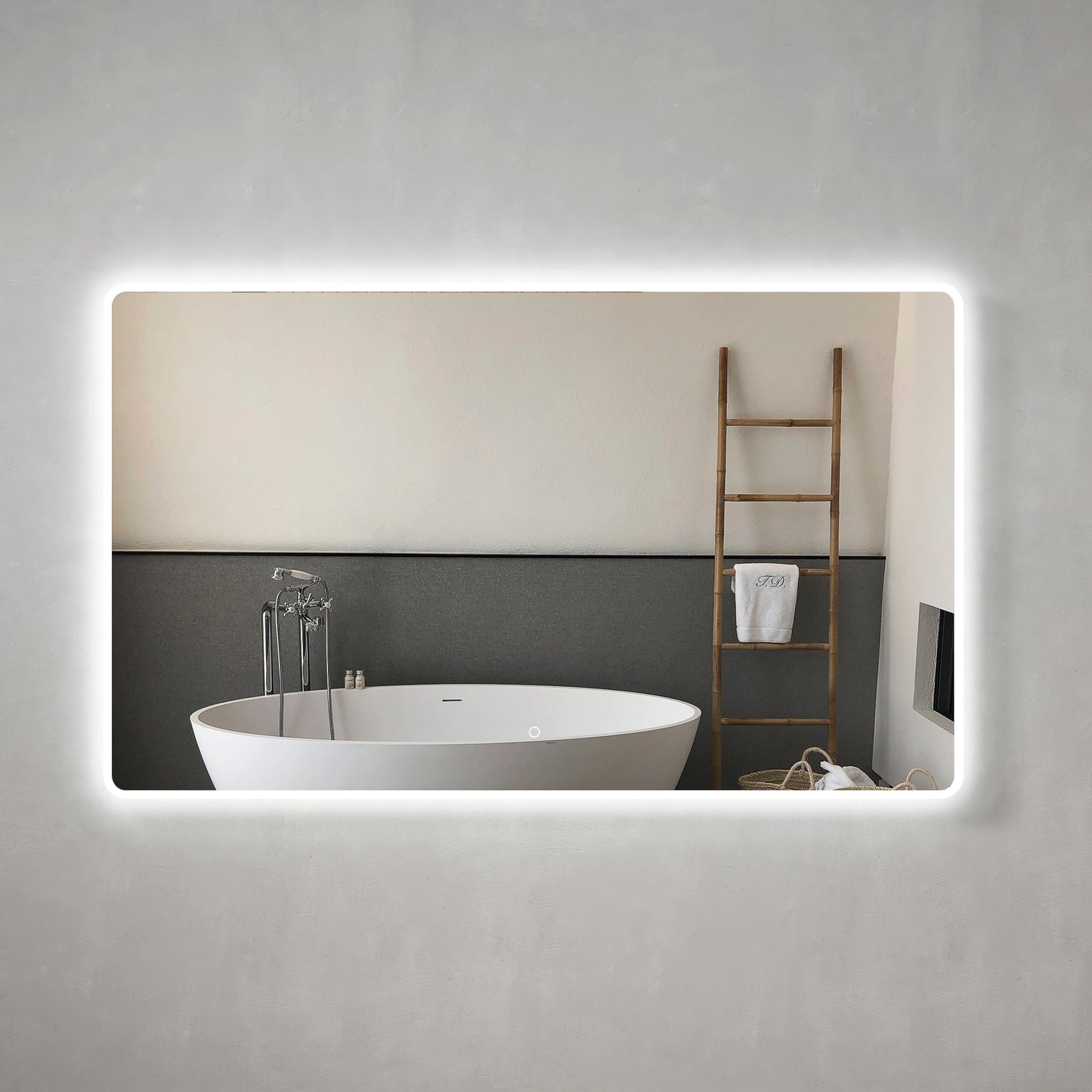 Retti Rectangular 1500mm x 900mm LED Mirror with Frosted Border and Demister