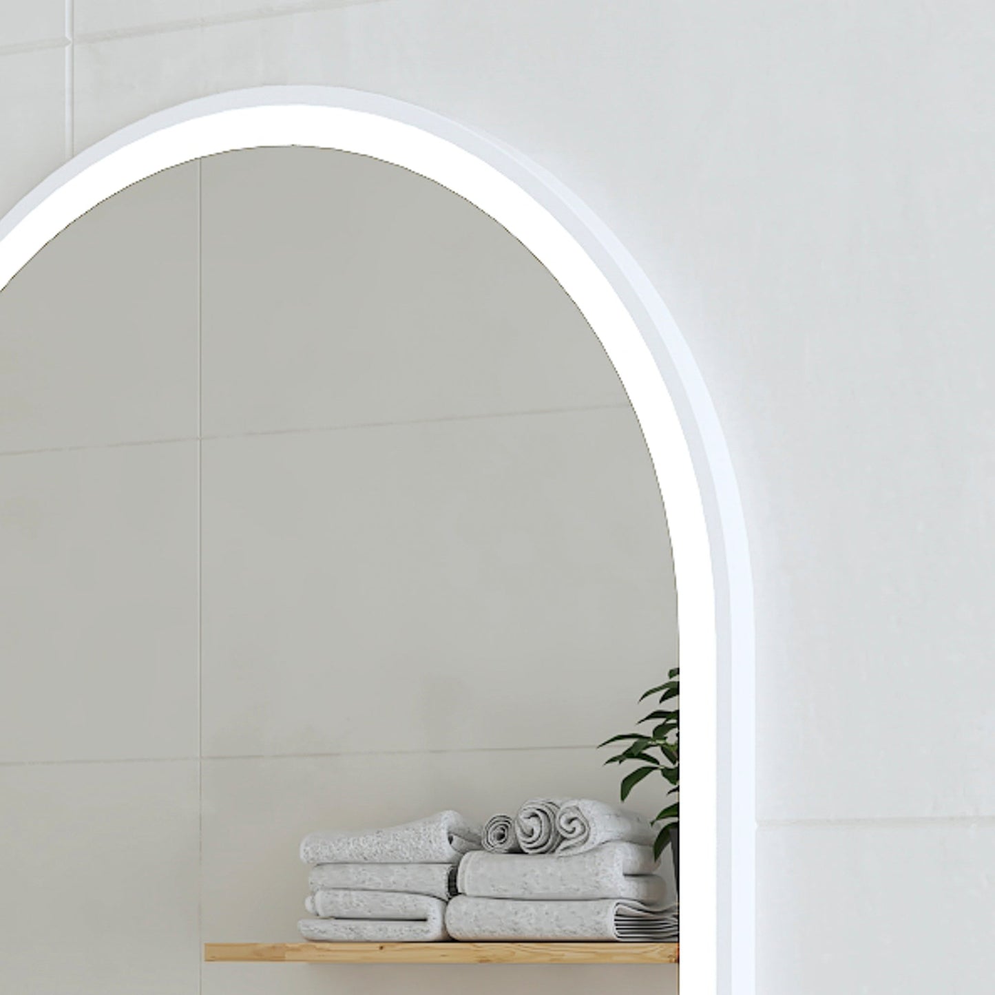 Arco Arch 600mm x 800mm Frontlit LED Framed Mirror in Matte White with Demister