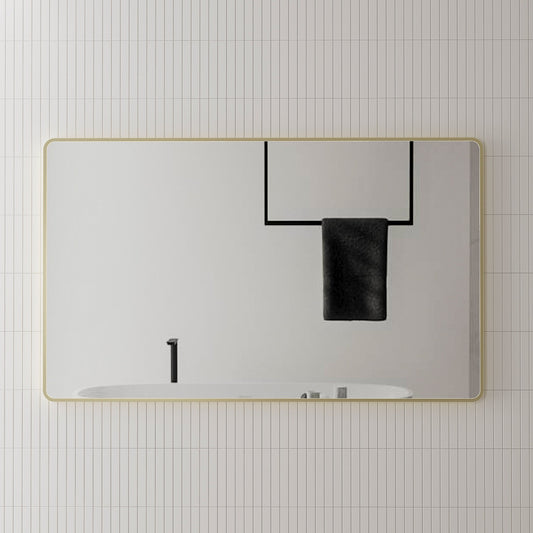 Retti Rectangular 1500mm x 900mm Mirror with Brushed Brass (Gold) Frame