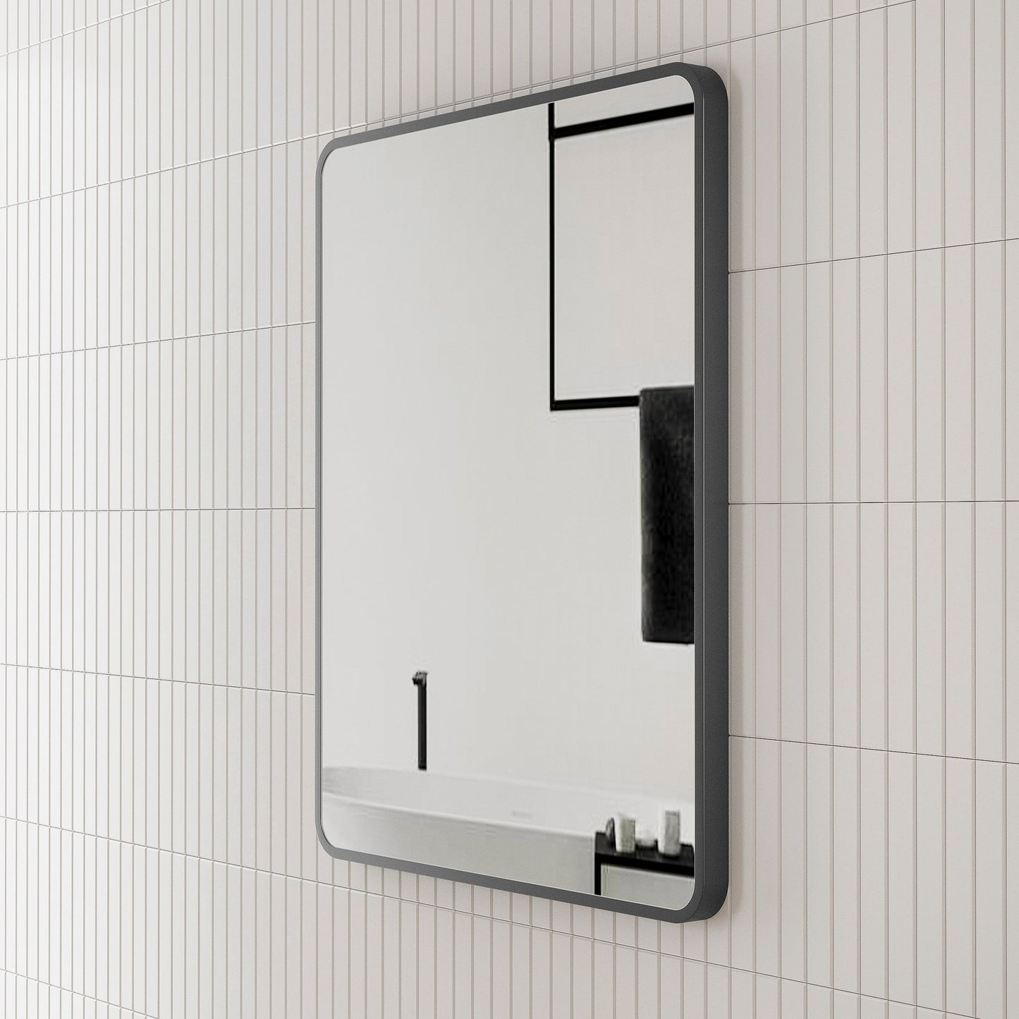 Retti Rectangular 600mm x 750mm Mirror with Matte Black Frame