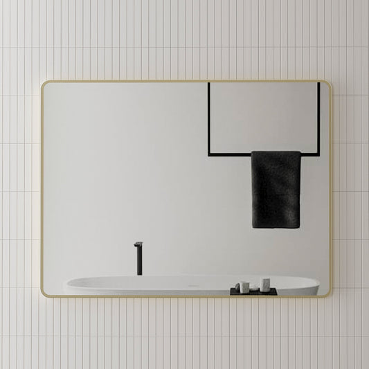 Retti Rectangular 1200mm x 900mm Mirror with Brushed Brass (Gold) Frame