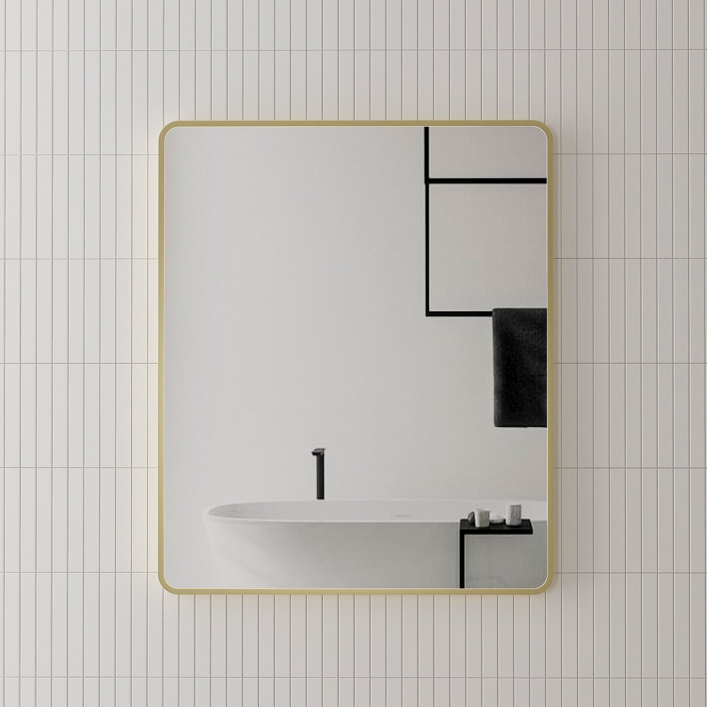 Retti Rectangular 750mm x 900mm Mirror with Brushed Brass (Gold) Frame