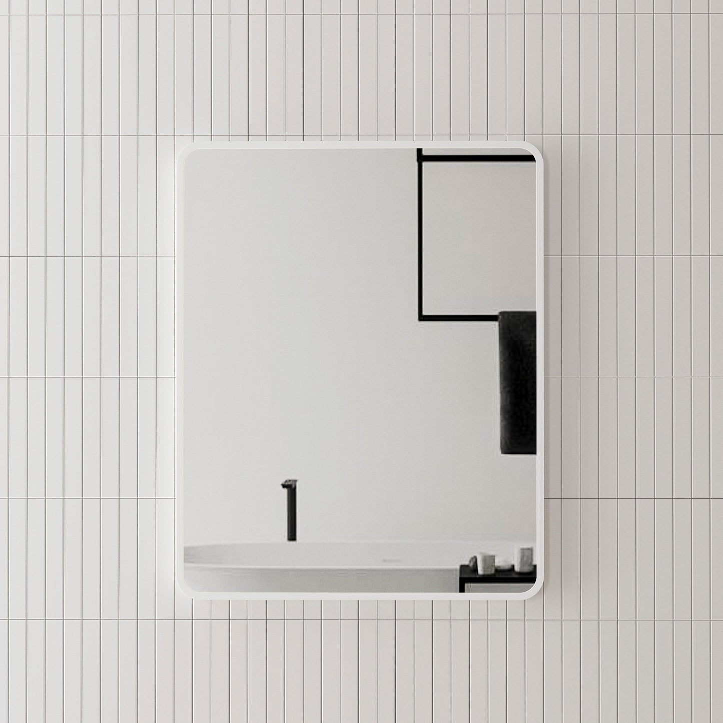 Retti Rectangular 600mm x 750mm Mirror with Matte White Frame