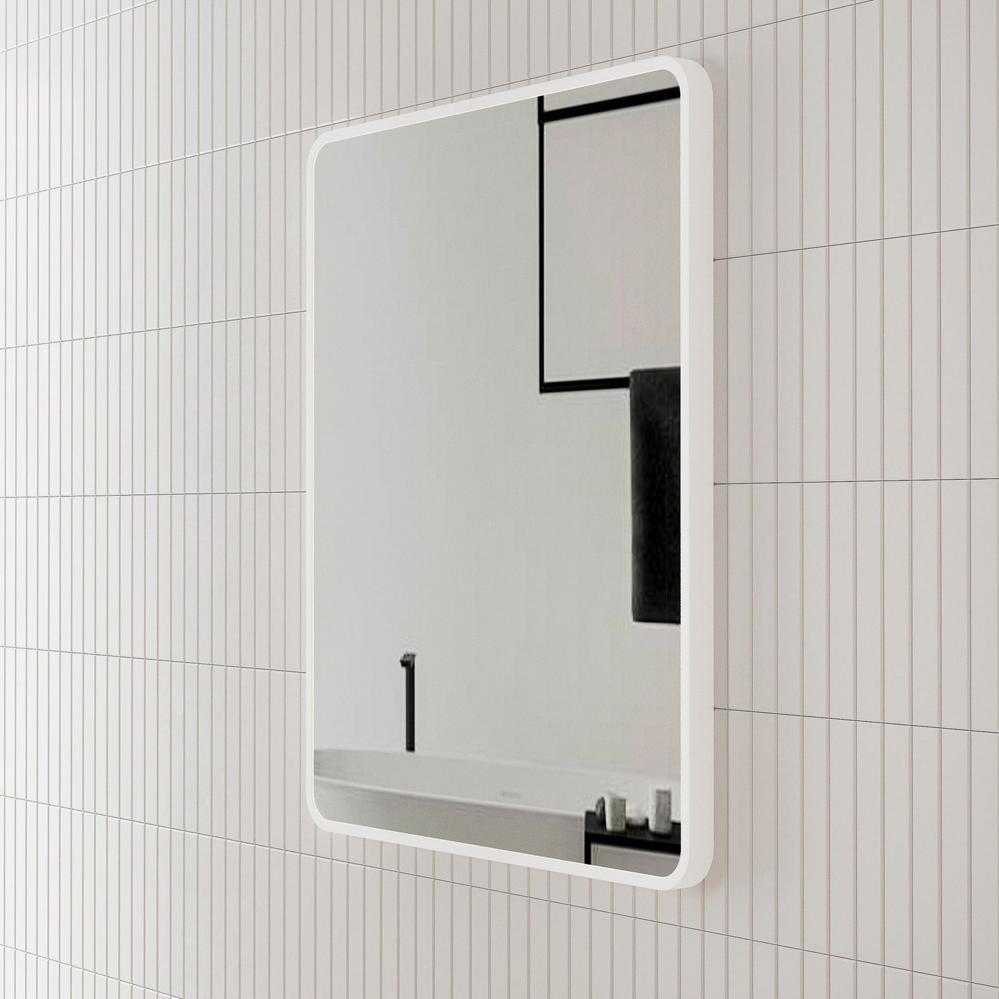 Retti Rectangular 600mm x 750mm Mirror with Matte White Frame