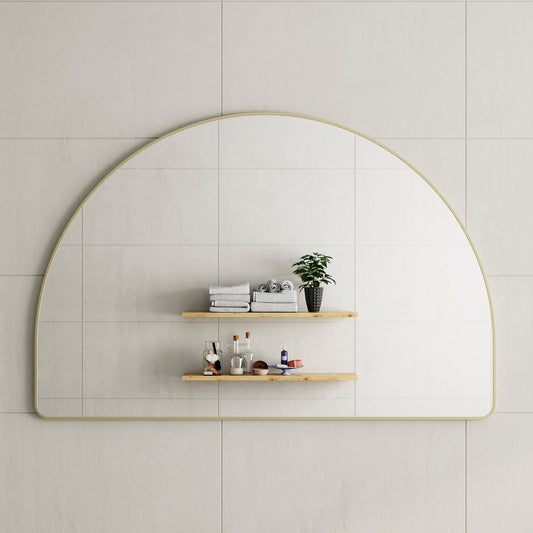Arco Arch 1500mm x 1000mm Mirror with Brushed Brass Gold Frame