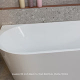 Avalon 59 inch Acrylic Freestanding Back to Wall Bathtub, Matte White