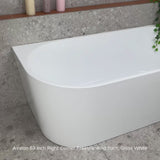 Avalon 63 inch Acrylic Freestanding Right Corner Bathtub, Gloss White