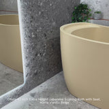 Ofuro 47 inch Acrylic Freestanding Extra Height Japanese Soaking Bathtub with Seat, Matte Vanilla Beige - SPECIAL EDITION