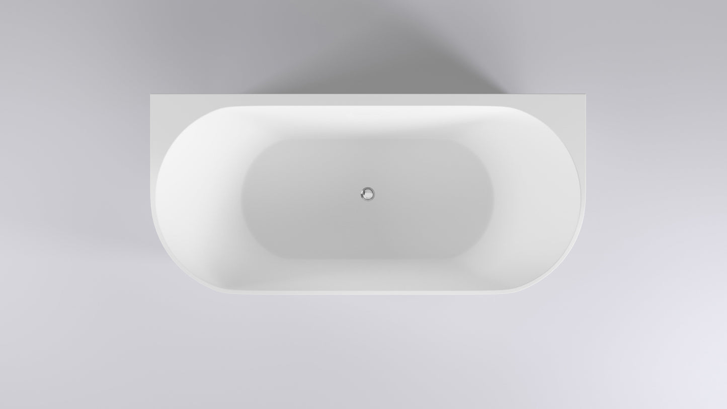 Avalon 59 inch Acrylic Freestanding Back to Wall Bathtub, Matte White