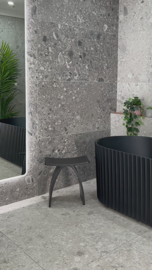 Agora Groove 67 inch Acrylic Freestanding Fluted Oval Bathtub Matte Black