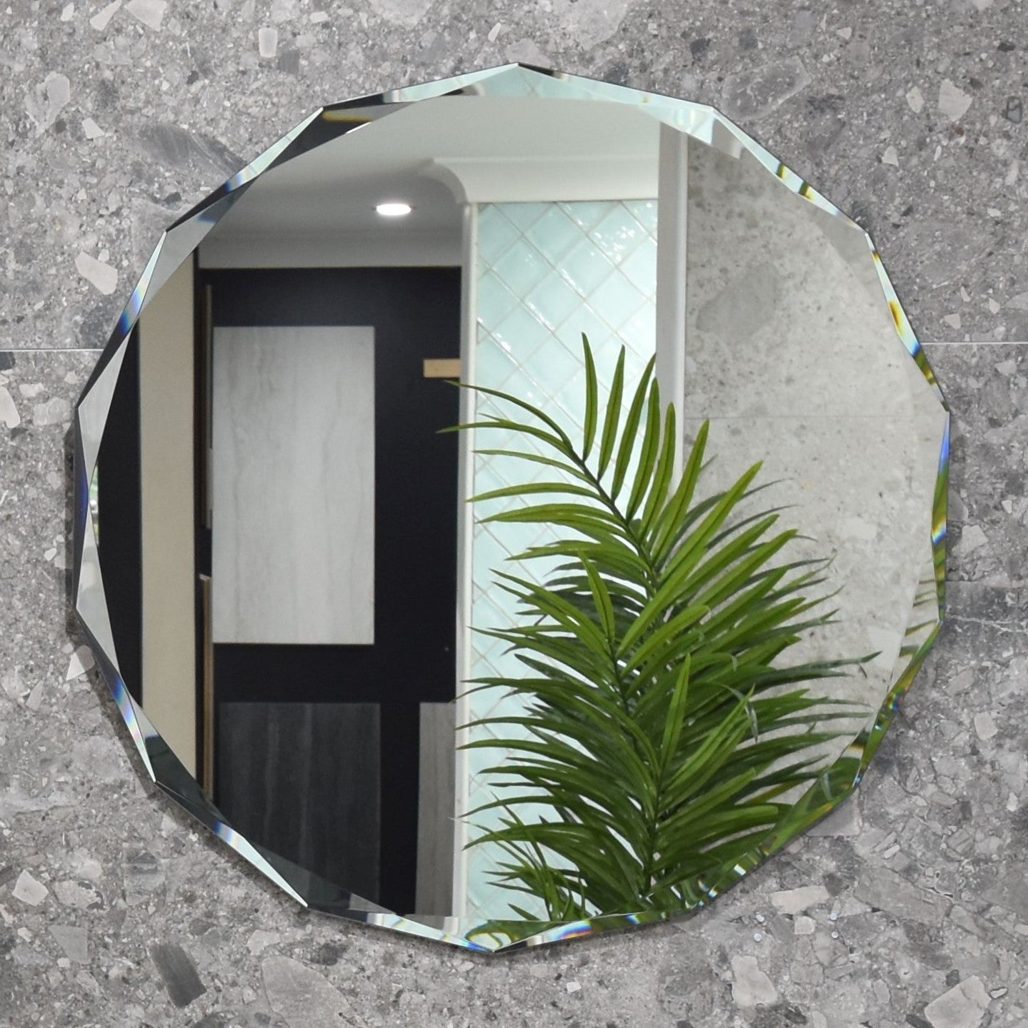 Fine Round 750mm Jewel Frameless Mirror with Jewelled Edge