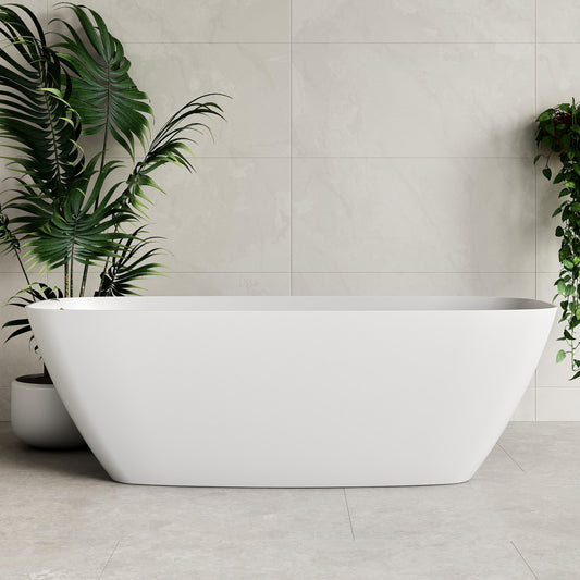 Rolo Soft Square 1700mm Artificial Stone Freestanding Bath | Matte White |